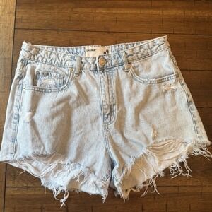 Garage‎ Denim High Rise Cutoff Festival Jean Shorts size 9 light wash